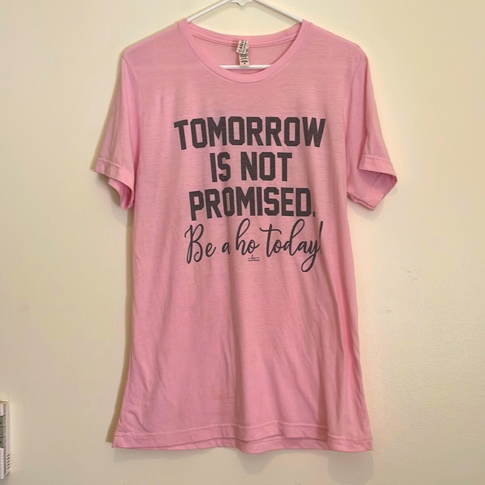 Tomorrow is not promised Be a ho today! Pink t shirt